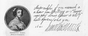 Handwriting and signature of Queen Henrietta Maria
