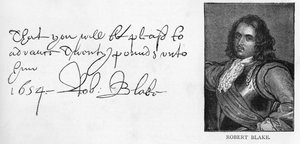Handwriting and signature of Robert Blake by Unbekannt