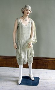 Heavily beaded evening dress of silk georgette