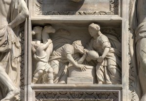 High relief representing Rebecca and Eleazar by Giovan Pietro Lasagna