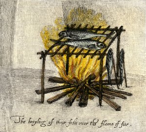 History of Indigenous Peoples: Fish grate, dish of the Indians of America, Colony of Virginia by Unbekannter Künstler