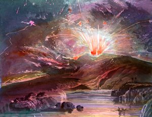 Mount Pelée Volcano Eruption on Martinique Island in April 1902 by Unbekannter Künstler