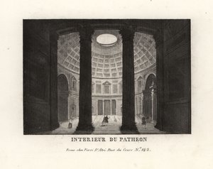 Interior of the Pantheon showing the coffered dome and oculus, Rome