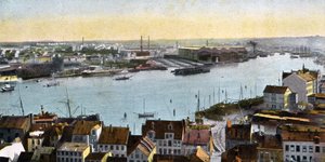Kiel, Germany - view of the dockyard from the Nicolaikirche