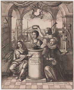 King Charles II, Viscount Brouncker and Francis Bacon by Unbekannt