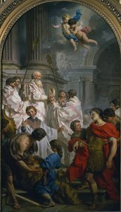 Saint Basile of Caesarea defending the Nicenes opposed to the Arians