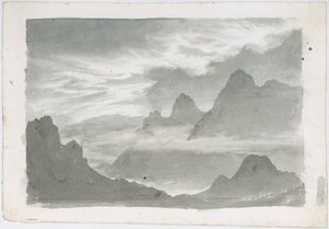 Layers of stratus, wreathing mountain slopes, c 1803-1811