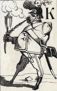 Letter K: Fritz Kreutzer. Engraving in 