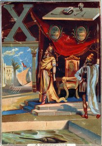 Letter X: Xerxes I, Xylography, Xiphias. Alphabet. Chromolithographs of Parisian Lithography, circa 1890