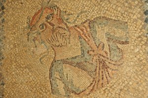 Roman mosaic of old man with beard & wreath, Libya by Unbekannt
