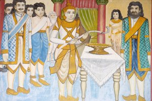 Life of the Buddha: Prince Siddhartha Gautama became a champion of swordplay, wrestling and archery, Siem Reap, Cambodia by Unbekannt