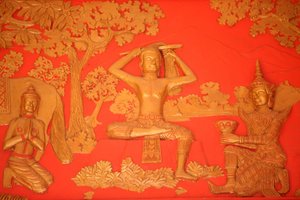 Life of the Buddha, The Great Tonsure: the Buddha cuts his hair with his sword, Phnom Penh, Cambodia