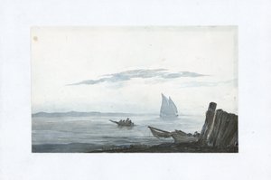 Light cumulus and stratus above a sea inlet
