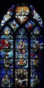 Madonna and Child with angels and portraits reflecting the patronage of a local episcopal patron, c.13th century by Unbekannt