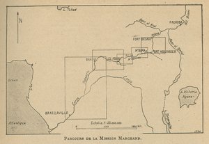 Map showing the route of the Marchand Mission in 1898 by Unbekannt