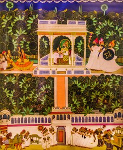 Miniature painting, Meherangarh Fort, Jodhpur, Rajasthan, India, Asia