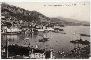 Monte Carlo (Monte-Carlo): View of the city taken from Monaco - Postcard end 19th-20th century by William M. Timlin