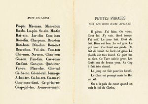 Words, Syllables, and Small Phrases on One-Syllable Words - Engraving from ABCD of Little Girls. Pellerin & Cie, printer-publisher, Epinal, circa 1890. Series A.