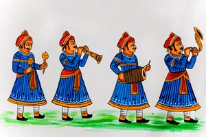 Mural painting in the old town, Udaipur, Rajasthan, India