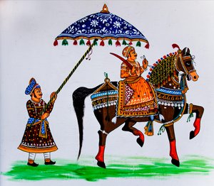 Mural painting in the old town, Udaipur, Udaipur, Rajasthan, India, Asia