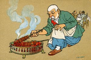Old Tiflis: Preparing Mtsvadi by Unbekannter Künstler