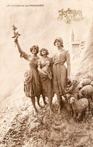Spring Song, Shepherdess, Sheep by William M. Timlin