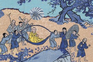 Ong Nui Buddhist Pagoda, Wall Fresco, Buddhist Monk, Quy Nhon, Vietnam, 2019 by Unbekannt