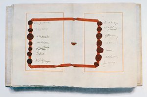 Page of The Treaty of Versailles with Signatories, 28th June 1919