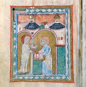 Page of a codex showing the Presentation at the Temple, Treasury of the Cathedral of Vercelli by Unbekannt
