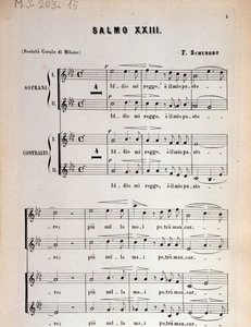 Page of musical score of Psalm 23, op 132, D 706 by Franz Schubert