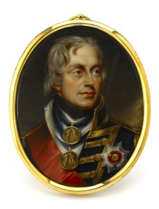 Painted Miniature Representing Vice Admiral Horatio Nelson. Mounted on a Copper and Enamel Pendant, Early 19th Century, Portrait by Henry Pierce Bone by Unbekannter Künstler