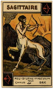 Paranormal. Astrology. Sagittarius (the Archer). Astrologic Card from: Le Tarot Astrologique, by Georges Muchery, France
