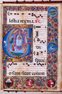 Piccolomini Library: choir book, cod. 15.Q., ff. 64r with “Assumption of the Virgin” by Unbekannter Künstler