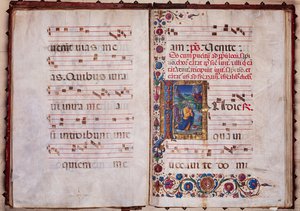 Piccolomini Library: choir book, cod. 7.G, ff. 40v-41r with “Vision of Jeremias”