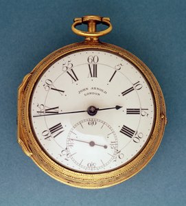 Pocket watch, with silver-gilt case and white enamel dial, English, by John Arnold