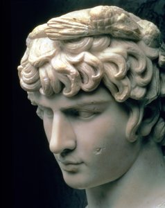 Portrait Head of Antinous Wearing the Wreath of Dionysus, Part of a Statue from the Villa of Emperor Hadrian at Tivoli, Roman, 2nd Century