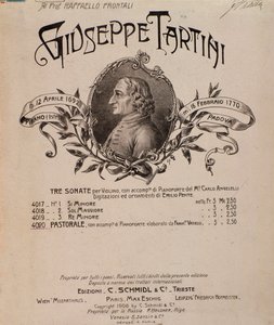 Portrait of Giuseppe Tartini. Frontispiece of musical score of Sonatas by Unbekannter Künstler