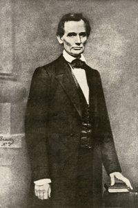 Portrait of President Abraham Lincoln (1809-1865). Reproduction of a photograph by Matthew Brady