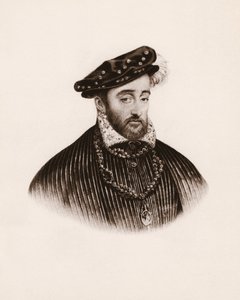 Portrait of the King of France Henry II, 19th Century Engraving