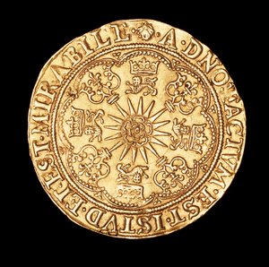 Rare Coin, England Gold Spur Ryal, Tudor Rose on Spur Rowel