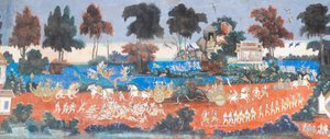 Reamker Frescoes Adorning the Walls of the Royal Palace Complex in Phnom Penh, Cambodia