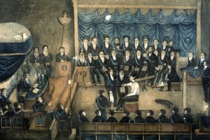 Reception of a mason in a Lodge, c. 1820 (watercolour) by Unbekannter Künstler