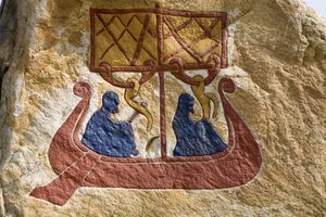 Registration and Representation of a Drakkar (Viking Ship) Viking Rune. Viking Museum, Bork on Ringkoebing Fjord, Denmark by Unbekannter Künstler