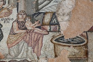 Representation of the newly born Achilles with his nurse Anatrophe and Ambrosia (detail) by Unbekannt