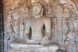 Rock relief of Buddha in a meditation posture; Gal Vihara Temple; Polonnaruwa; Sri Lanka; Asia by Unbekannt