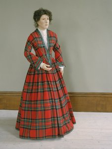 Royal Stewart tartan wool dress with ruched silk trimming, c.1845-50 by Unbekannt