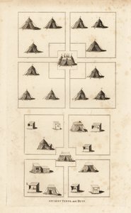 Royal encampment, era of King Henry VIII, showing the royal quarters, market-place, huts of shopkeepers, butchers, etc by Unbekannt