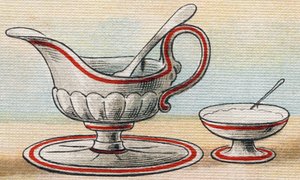 Sauce and sugar bowl. Engraving in "Alphabet de ma petite fille". Bernardin-Bechet and Fils, bookseller-publishers, Paris, around 1895 by Unbekannt