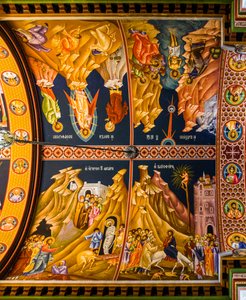 Scenes from the New Testament, Byzantine Minas Cathedral with colourful frescoes, Heraklion by Unbekannter Künstler