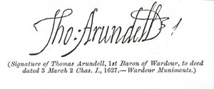Signature of Thomas Arundell by Unbekannt